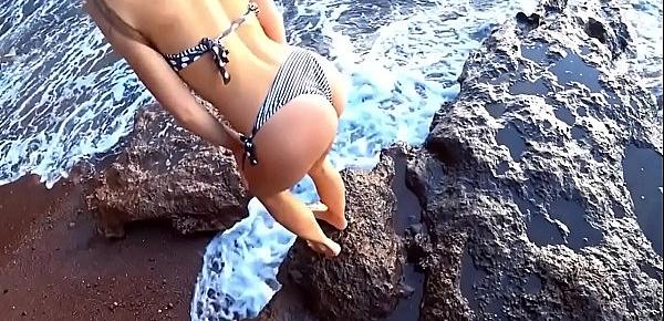  Husband bent his wife and fucked from behind by the sea